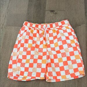 Cat & Jack Orange Checkered Kids Swim Trunks